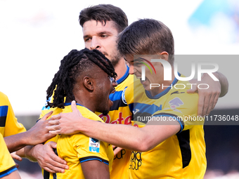 Ademola Lookman of Atalanta BC celebrates after scoring second goal during the serie Serie A Enilive match between SSC Napoli and Atalanta B...