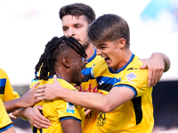 Ademola Lookman of Atalanta BC celebrates after scoring second goal during the serie Serie A Enilive match between SSC Napoli and Atalanta B...