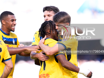 Ademola Lookman of Atalanta BC celebrates after scoring second goal during the serie Serie A Enilive match between SSC Napoli and Atalanta B...