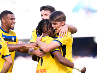 Ademola Lookman of Atalanta BC celebrates after scoring second goal during the serie Serie A Enilive match between SSC Napoli and Atalanta B...