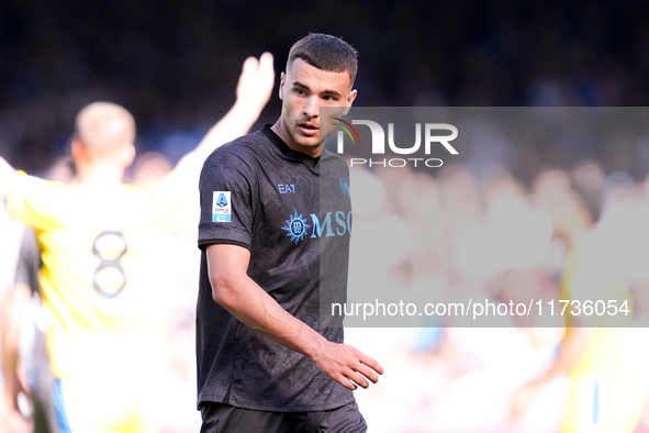 Alessandro Buongiorno of SSC Napoli looks on during the serie Serie A Enilive match between SSC Napoli and Atalanta BC at Stadio Diego Arman...