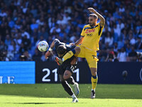 Mathias Olivera of S.S.C. Napoli and Davide Zappacosta of Atalanta B.C. are in action during the 11th day of the Serie A Championship betwee...