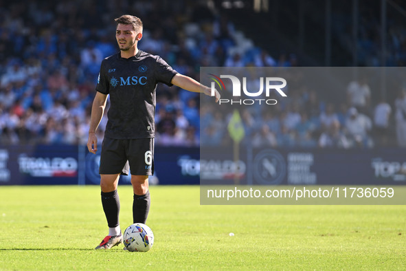 Billy Gilmour of S.S.C. Napoli is in action during the 11th day of the Serie A Championship between S.S.C. Napoli and Atalanta B.C. at the D...