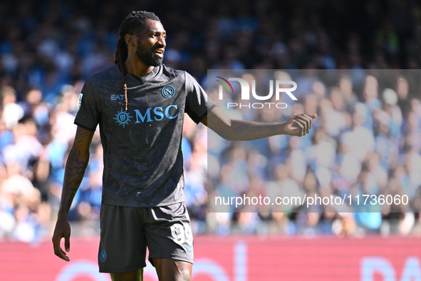 Andre-Frank Zambo Anguissa of S.S.C. Napoli participates in the 11th day of the Serie A Championship between S.S.C. Napoli and Atalanta B.C....