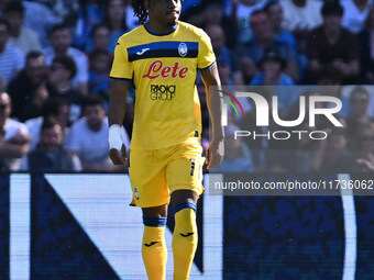 Ademola Lookman of Atalanta B.C. celebrates after scoring the goal of 0-1 during the 11th day of the Serie A Championship between S.S.C. Nap...