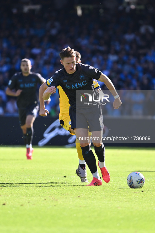 Scott McTominay of S.S.C. Napoli is in action during the 11th day of the Serie A Championship between S.S.C. Napoli and Atalanta B.C. at the...