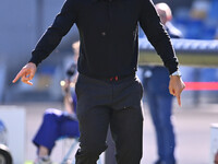 Antonio Conte coaches S.S.C. Napoli during the 11th day of the Serie A Championship between S.S.C. Napoli and Atalanta B.C. at the Diego Arm...