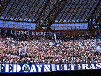 Supporters of S.S.C. Napoli attend the 11th day of the Serie A Championship between S.S.C. Napoli and Atalanta B.C. at the Diego Armando Mar...