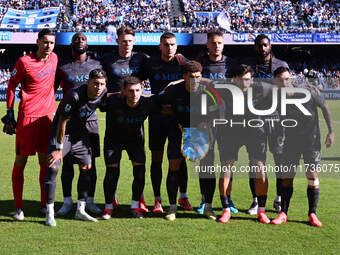 S.S.C. Napoli players pose for a team photo during the 11th day of the Serie A Championship between S.S.C. Napoli and Atalanta B.C. at the D...