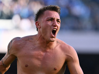 Mateo Retegui of Atalanta B.C. celebrates after scoring the goal to make it 0-3 during the 11th day of the Serie A Championship between S.S....