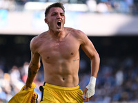 Mateo Retegui of Atalanta B.C. celebrates after scoring the goal to make it 0-3 during the 11th day of the Serie A Championship between S.S....