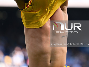 Mateo Retegui of Atalanta B.C. celebrates after scoring the goal to make it 0-3 during the 11th day of the Serie A Championship between S.S....