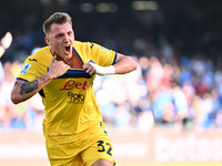 Mateo Retegui of Atalanta B.C. celebrates after scoring the goal to make it 0-3 during the 11th day of the Serie A Championship between S.S....