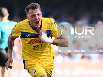 Mateo Retegui of Atalanta B.C. celebrates after scoring the goal to make it 0-3 during the 11th day of the Serie A Championship between S.S....