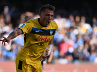 Mateo Retegui of Atalanta B.C. celebrates after scoring the goal to make it 0-3 during the 11th day of the Serie A Championship between S.S....