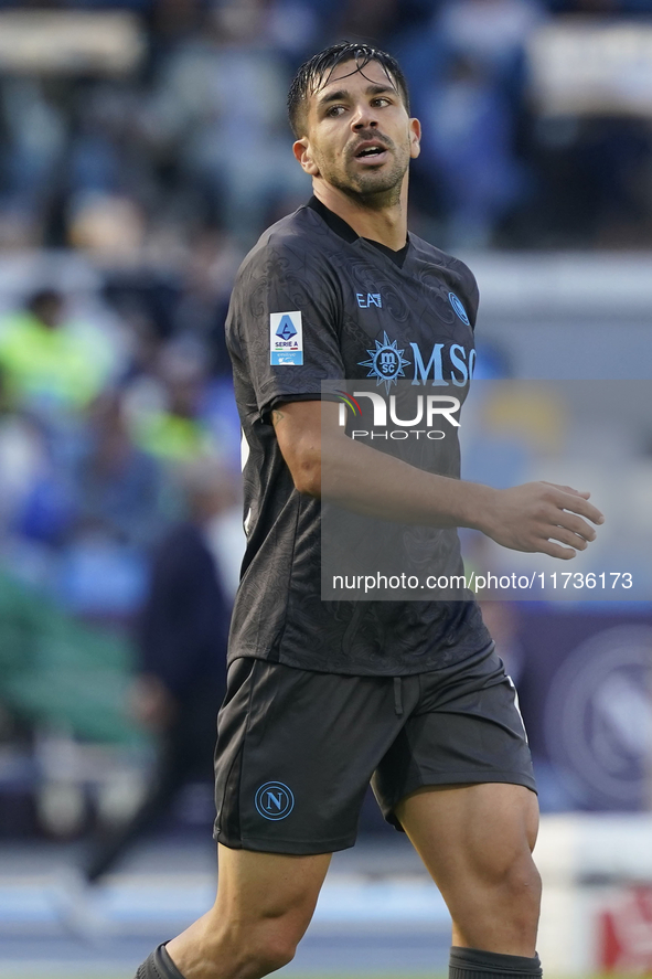 Giovanni Simeone of SSC Napoli looks dejected during the Serie A match between SSC Napoli and Atalanta BC at Stadio Diego Armando Maradona N...