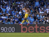 Mateo Retegui of Atalanta BC celebrates after scoring third goal during the Serie A match between SSC Napoli and Atalanta BC at Stadio Diego...