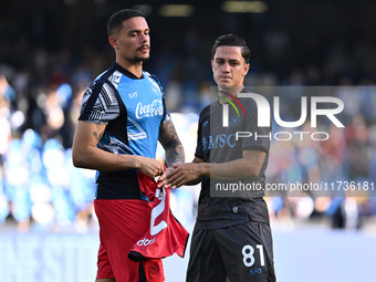 Giacomo Raspadori and Nikita Contini of S.S.C. Napoli participate in the 11th day of the Serie A Championship between S.S.C. Napoli and Atal...