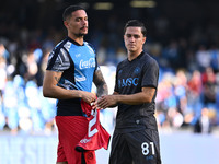 Giacomo Raspadori and Nikita Contini of S.S.C. Napoli participate in the 11th day of the Serie A Championship between S.S.C. Napoli and Atal...