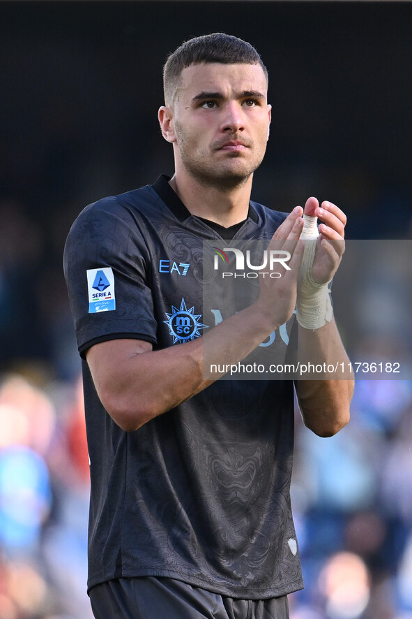 Alessandro Buongiorno of S.S.C. Napoli participates in the 11th day of the Serie A Championship between S.S.C. Napoli and Atalanta B.C. at t...