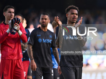 Cyril Ngonge of S.S.C. Napoli participates in the 11th day of the Serie A Championship between S.S.C. Napoli and Atalanta B.C. at the Diego...