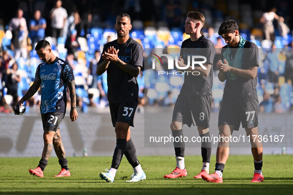 Matteo Politano, Leonardo Spinazzola, Scott McTominay, and Khvicha Kvaratskhelia of S.S.C. Napoli participate during the 11th day of the Ser...