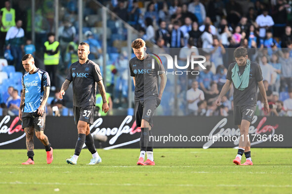 Matteo Politano, Leonardo Spinazzola, Scott McTominay, and Khvicha Kvaratskhelia of S.S.C. Napoli participate during the 11th day of the Ser...