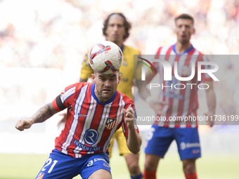 Javi Galan of Atletico de Madrid is in action during the La Liga 2024/25 match between Atletico de Madrid and Las Palmas at Riyadh Air Metro...