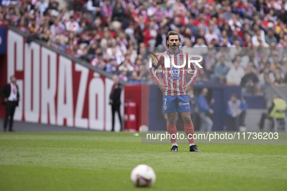 Antoine Griezmann of Atletico de Madrid participates in the La Liga 2024/25 match between Atletico de Madrid and Las Palmas at Riyadh Air Me...