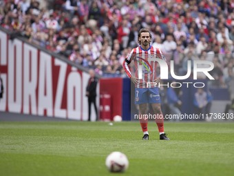 Antoine Griezmann of Atletico de Madrid participates in the La Liga 2024/25 match between Atletico de Madrid and Las Palmas at Riyadh Air Me...