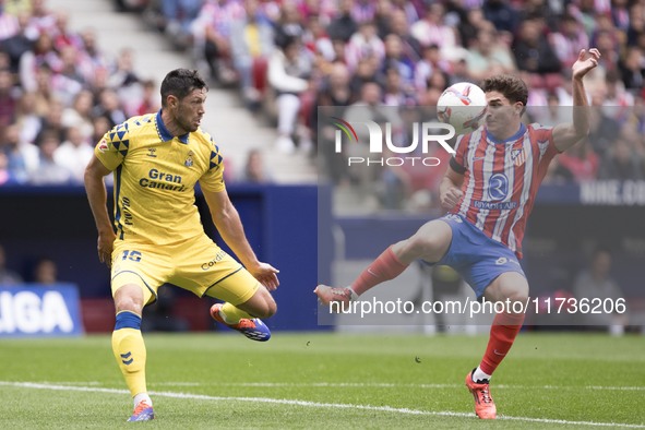 Julian Alvarez of Atletico de Madrid attempts a shot during the La Liga 2024/25 match between Atletico de Madrid and Las Palmas at Riyadh Ai...