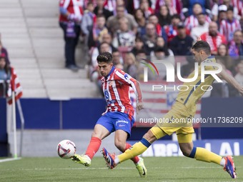 Giuliano Simeone of Atletico de Madrid attempts a shot during the La Liga 2024/25 match between Atletico de Madrid and Las Palmas at Riyadh...