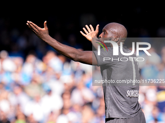 Romelu Lukaku of SSC Napoli looks dejected during the serie Serie A Enilive match between SSC Napoli and Atalanta BC at Stadio Diego Armando...