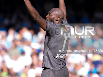 Romelu Lukaku of SSC Napoli looks dejected during the serie Serie A Enilive match between SSC Napoli and Atalanta BC at Stadio Diego Armando...