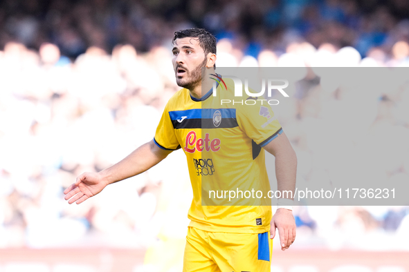 Sead Kolasinac of Atalanta BC looks on during the serie Serie A Enilive match between SSC Napoli and Atalanta BC at Stadio Diego Armando Mar...