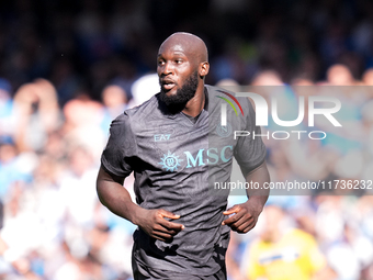 Romelu Lukaku of SSC Napoli looks on during the serie Serie A Enilive match between SSC Napoli and Atalanta BC at Stadio Diego Armando Marad...