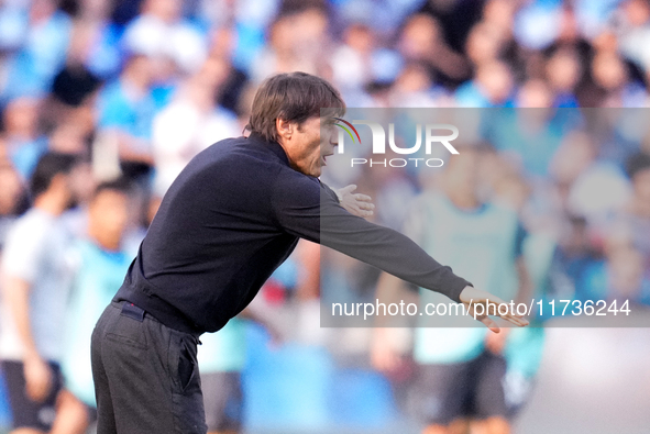 Antonio Conte Head Coach of SSC Napoli gestures during the serie Serie A Enilive match between SSC Napoli and Atalanta BC at Stadio Diego Ar...