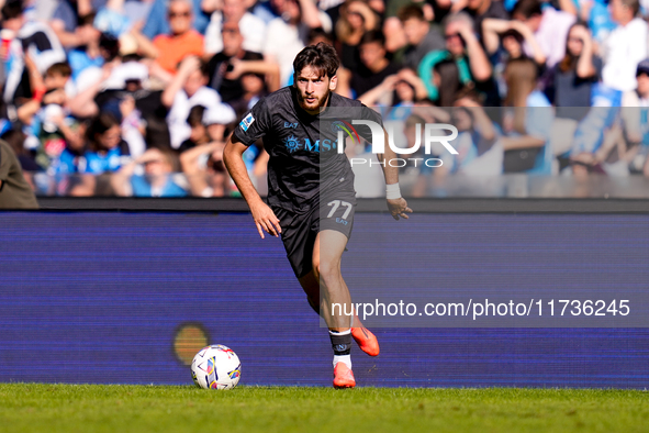 Khvicha Kvaratskhelia of SSC Napoli during the serie Serie A Enilive match between SSC Napoli and Atalanta BC at Stadio Diego Armando Marado...