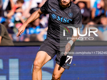 Khvicha Kvaratskhelia of SSC Napoli during the serie Serie A Enilive match between SSC Napoli and Atalanta BC at Stadio Diego Armando Marado...