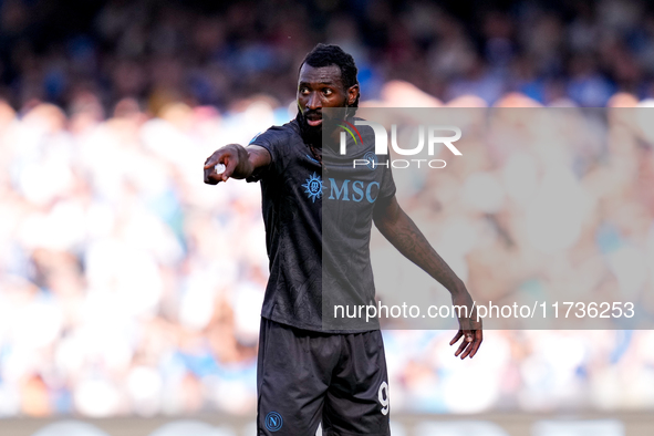 Andre-Frank Zambo Anguissa of SSC Napoli gestures during the serie Serie A Enilive match between SSC Napoli and Atalanta BC at Stadio Diego...