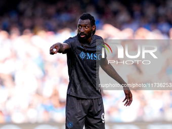 Andre-Frank Zambo Anguissa of SSC Napoli gestures during the serie Serie A Enilive match between SSC Napoli and Atalanta BC at Stadio Diego...