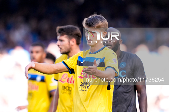 Charles De Ketelaere of Atalanta BC reacts during the serie Serie A Enilive match between SSC Napoli and Atalanta BC at Stadio Diego Armando...