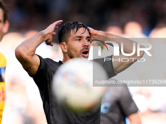 Giovanni Simeone of SSC Napoli looks dejected during the serie Serie A Enilive match between SSC Napoli and Atalanta BC at Stadio Diego Arma...