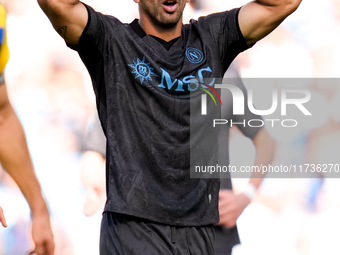 Giovanni Simeone of SSC Napoli looks dejected during the serie Serie A Enilive match between SSC Napoli and Atalanta BC at Stadio Diego Arma...