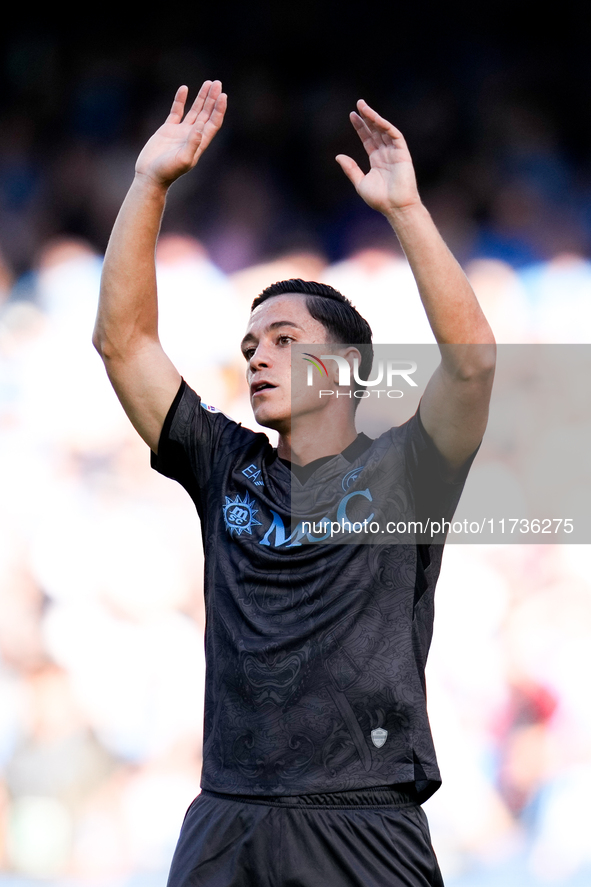 Giacomo Raspadori of SSC Napoli looks dejected during the serie Serie A Enilive match between SSC Napoli and Atalanta BC at Stadio Diego Arm...