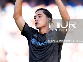 Giacomo Raspadori of SSC Napoli looks dejected during the serie Serie A Enilive match between SSC Napoli and Atalanta BC at Stadio Diego Arm...