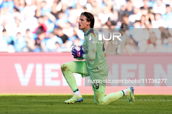 Marco Carnesecchi of Atalanta BC during the serie Serie A Enilive match between SSC Napoli and Atalanta BC at Stadio Diego Armando Maradona...