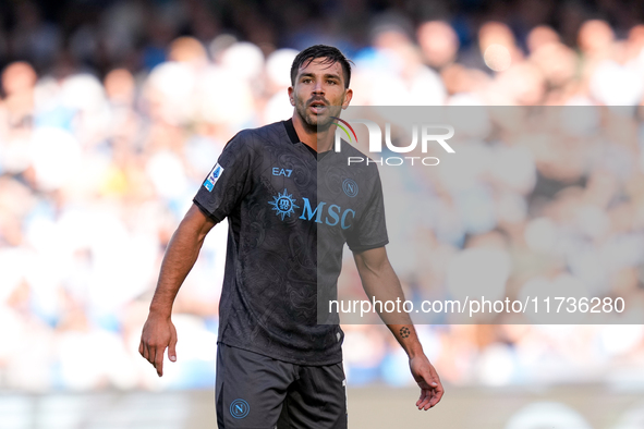 Giovanni Simeone of SSC Napoli looks on during the serie Serie A Enilive match between SSC Napoli and Atalanta BC at Stadio Diego Armando Ma...