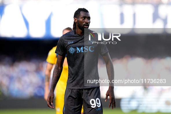 Andre-Frank Zambo Anguissa of SSC Napoli looks on during the serie Serie A Enilive match between SSC Napoli and Atalanta BC at Stadio Diego...