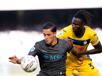 Giacomo Raspadori of SSC Napoli and Odilon Kossounou of Atalanta BC compete for the ball during the serie Serie A Enilive match between SSC...